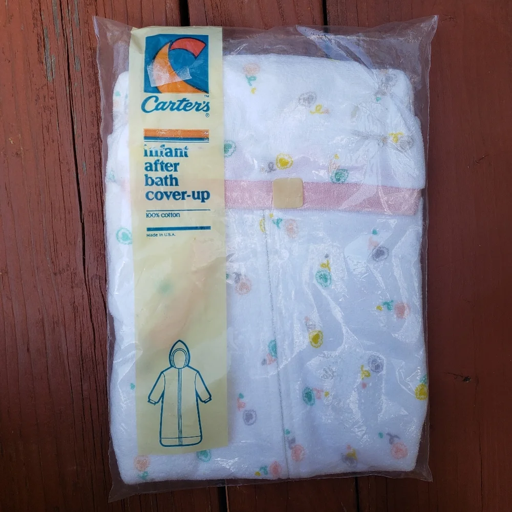 VINTAGE Carter's INFANT After Bath Cover Up 100% Cotton - Size: Up To 18 lbs.
